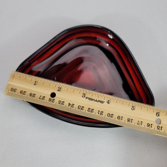 Vtg Royal Ruby Triangular Relish Insert Glass Dish - Picture 10 of 12